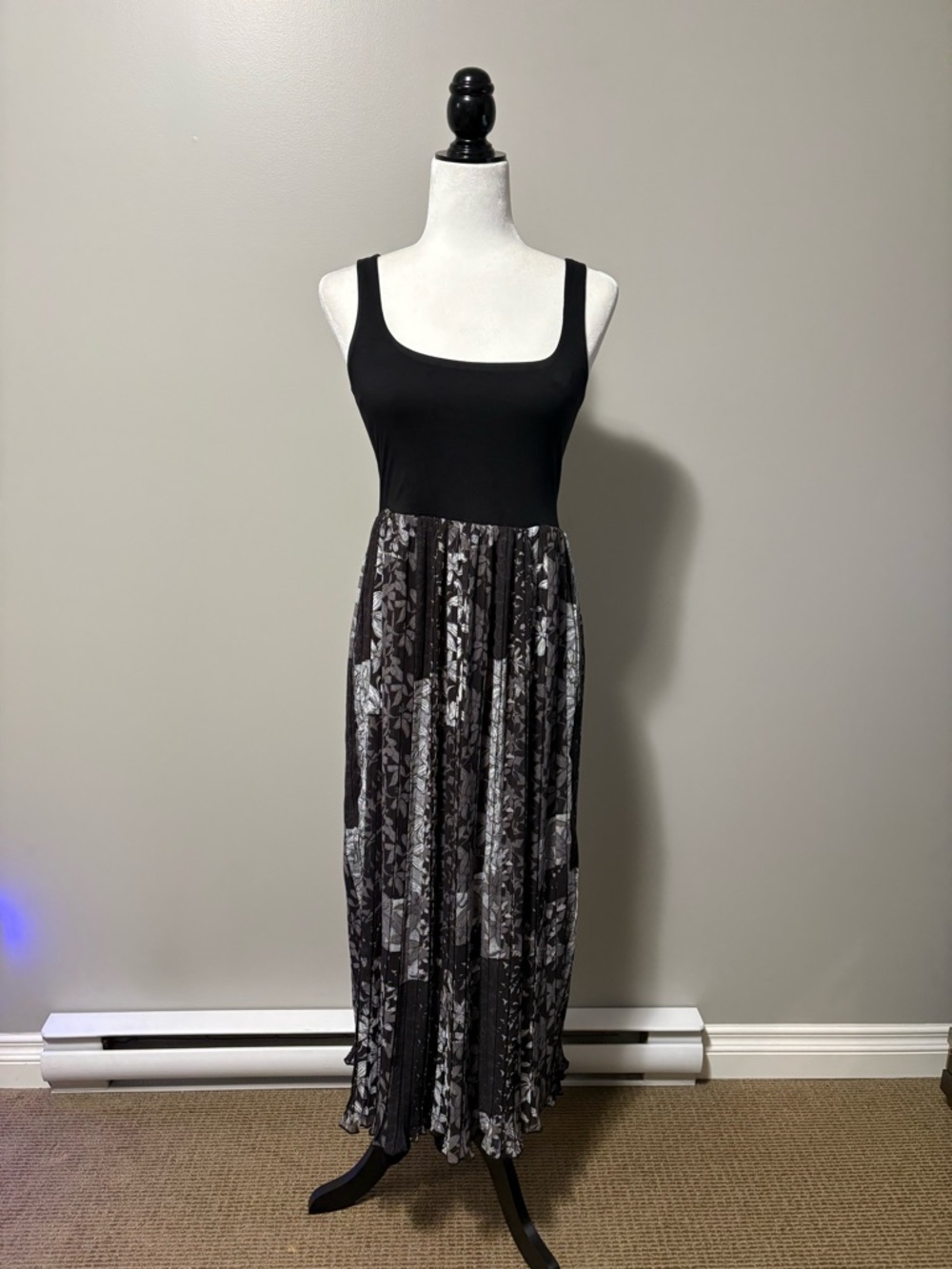 Desigual Cassidi Pleated Combination Midi Dress Sleeveless Jersey Knit Top - Picture 5 of 14